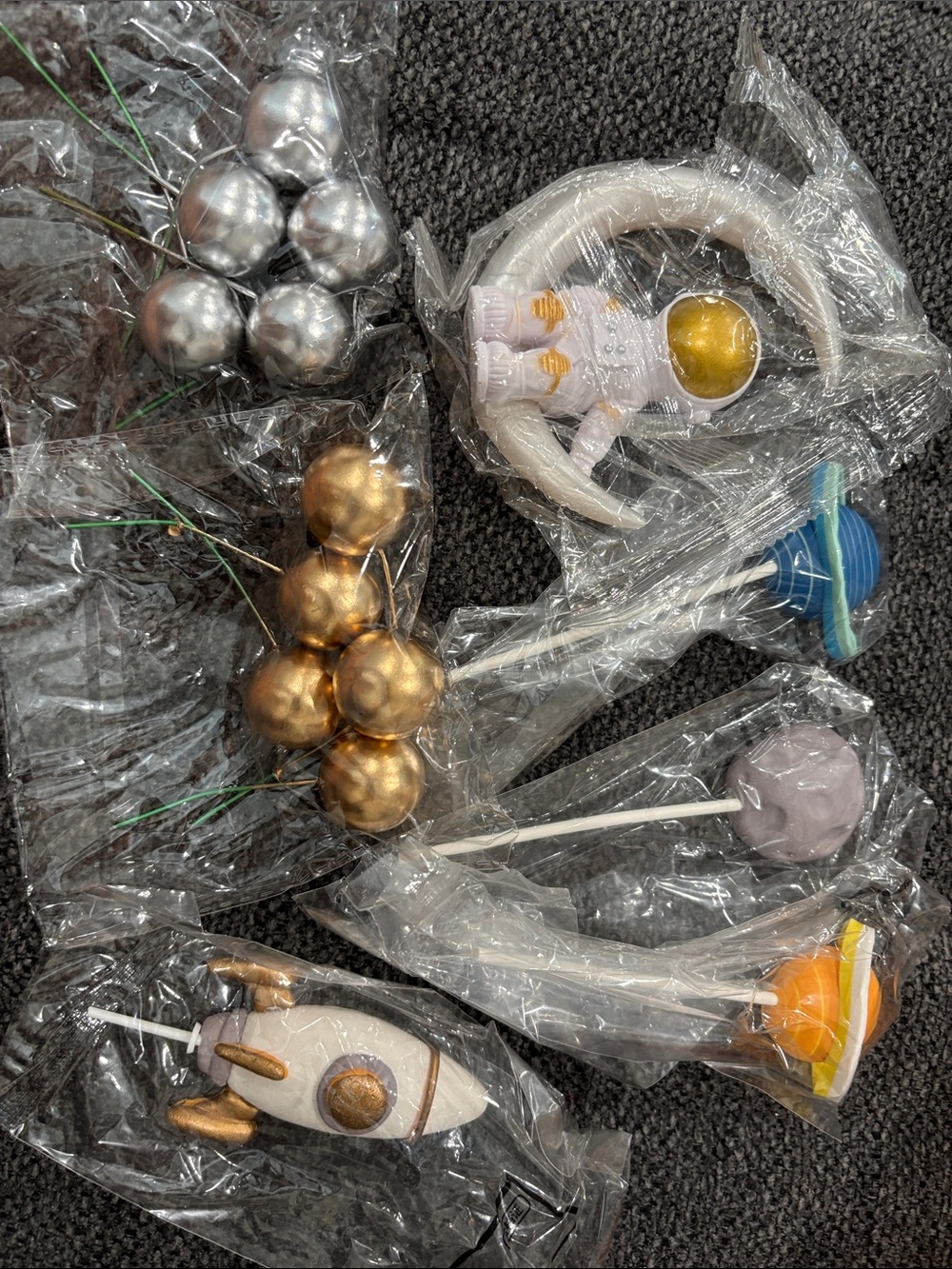 Outer Space Cake Toppers - Astronaut, Rocket, Planets